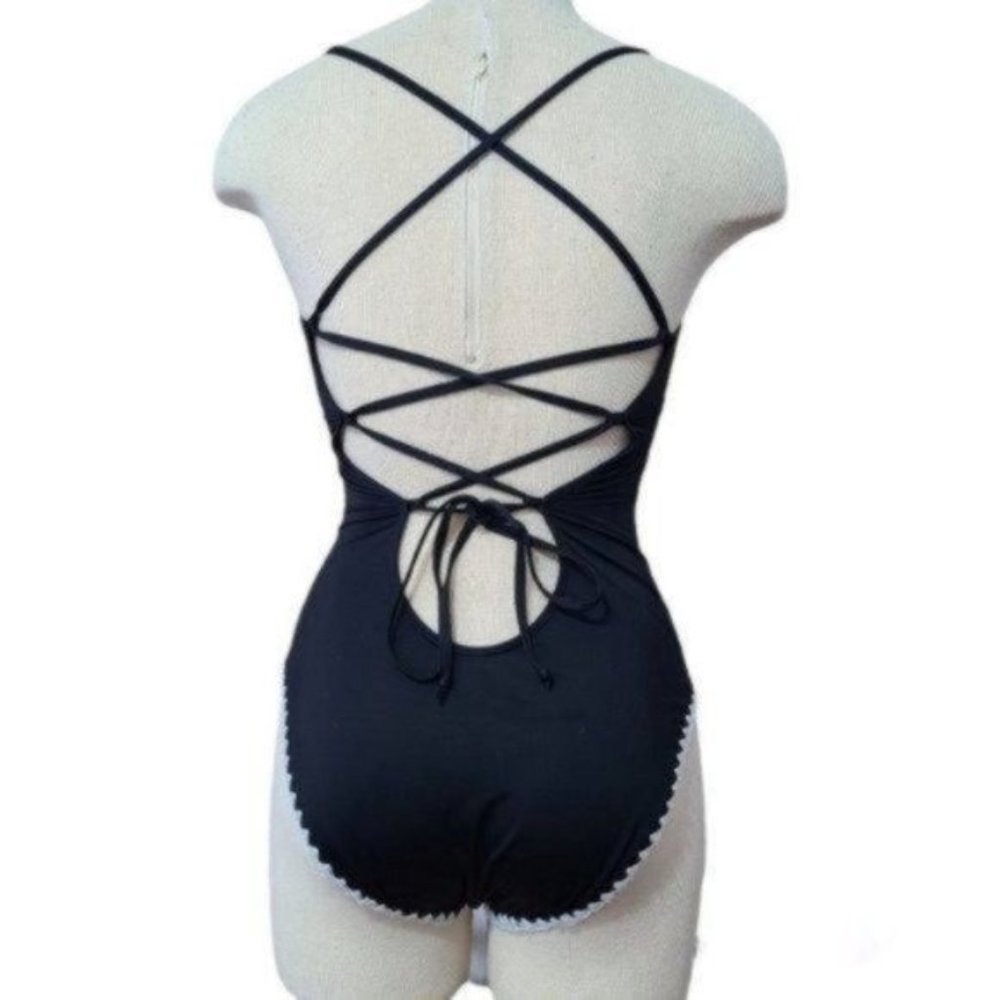 Bar III Women's black/White One-Piece Swimsuit Size L - Picture 12 of 12